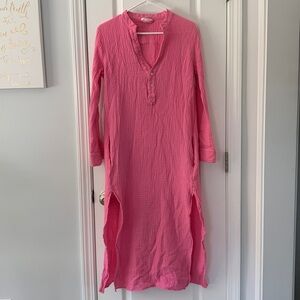 Bird & Knoll Dress pink Barbie size L maxi muslin summer breathable cotton
